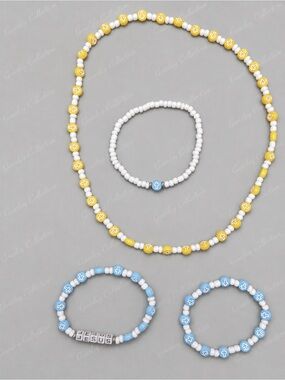 Handmade Christian Cross Beaded Necklace & Bracelet Set – 4 Pieces